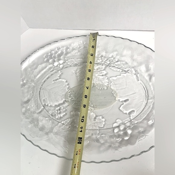 C🌺ANCHOR HOCKING LG.CLEAR OVAL GLASS PLATTERTRAY PLATE FLOWER/FRUIT/LEAVES NWOT - Picture 8 of 8